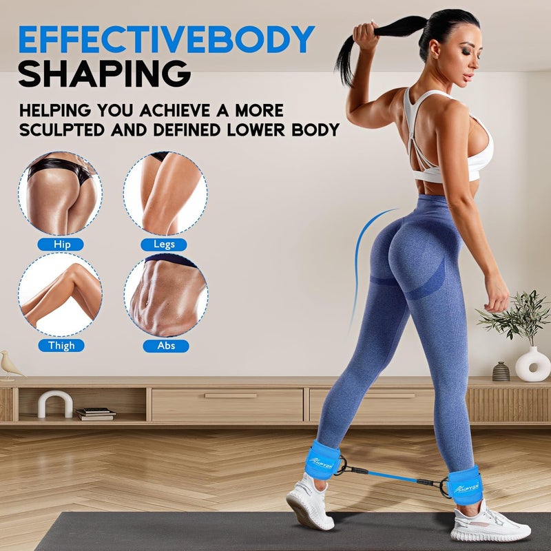 HPYGN Ankle Resistance Bands, Ankle Bands for Working Out with Cuffs, Resistance Bands for Leg Butt Training Workout Equipment for Kickbacks Hip Gluteus Training, Ankle Strap with Exercise Bands - Image 3